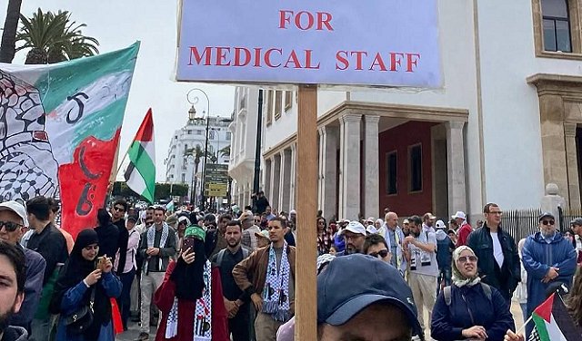 تظاهرة حاشدة في الرباط تضامناً مع غزة 