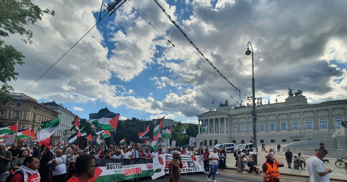 تظاهرة  حاشدة في النمسا دعماً لفلسطين وتنديدًا بالعدوان على غزة