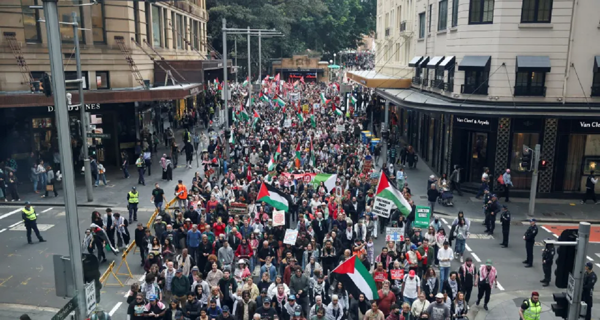 احتجاجات حاشدة في أستراليا دعما للشعب الفلسطيني 