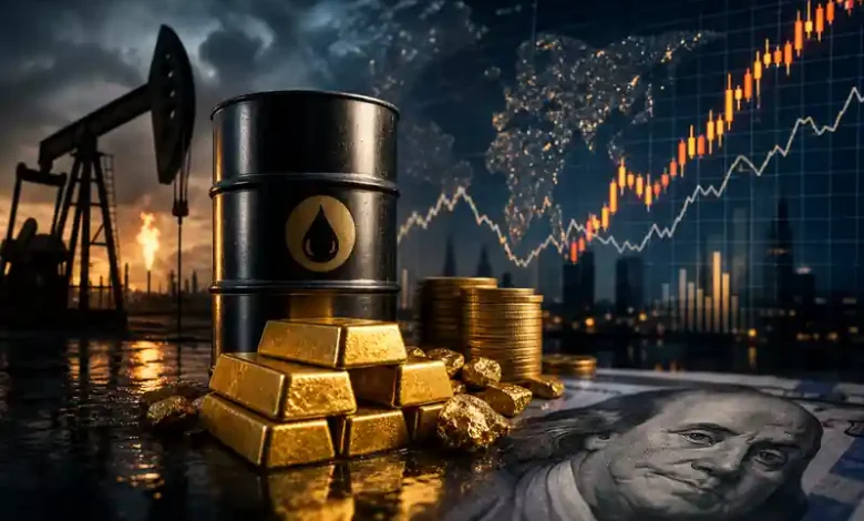 انخفاض أسعار الذهب وارتفاع النفط مع استقرار مؤشر الدولار