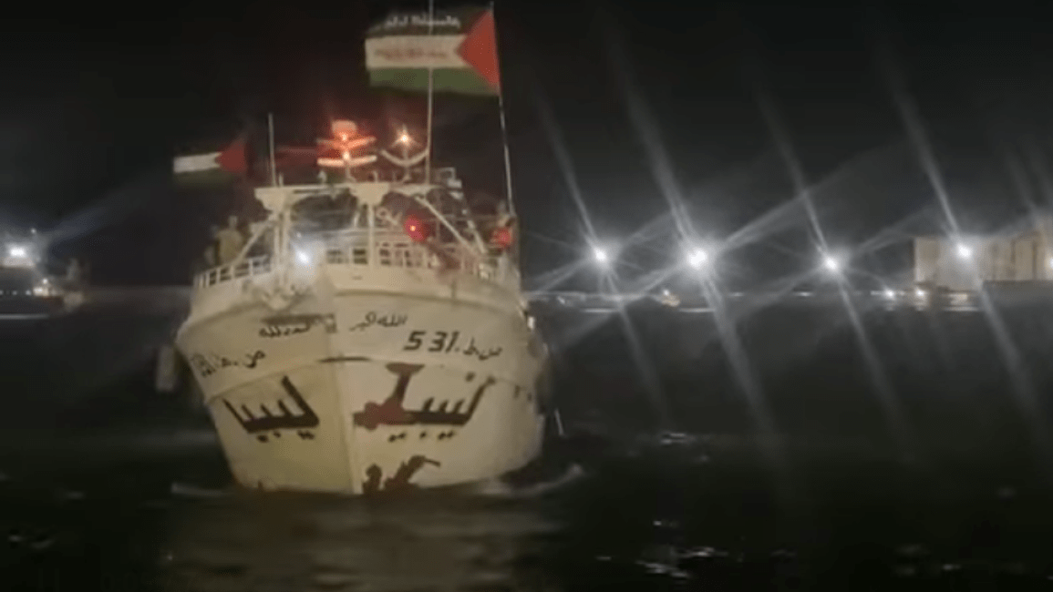 سفينة عمر المختار تبدأ رحلتها إلى غزة 